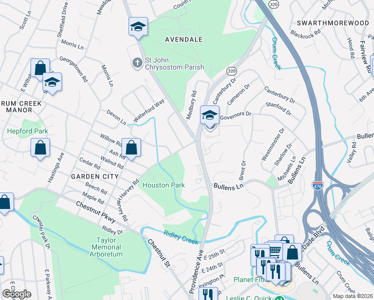 map of restaurants, bars, coffee shops, grocery stores, and more near 820 Pleasant Hill Road in Nether Providence Township