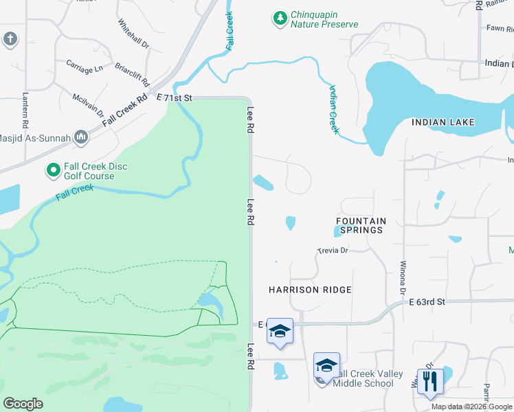 map of restaurants, bars, coffee shops, grocery stores, and more near 6703 Lee Road in Indianapolis