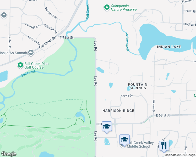 map of restaurants, bars, coffee shops, grocery stores, and more near 6703 Lee Road in Indianapolis