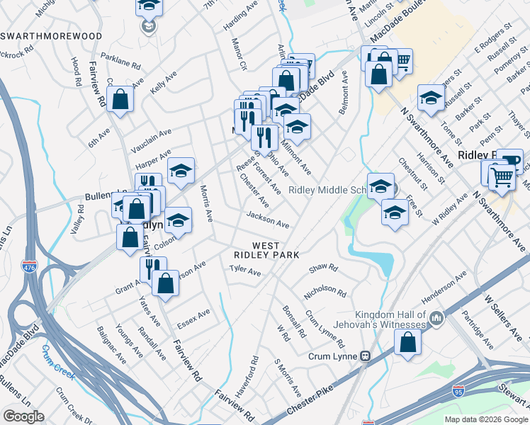 map of restaurants, bars, coffee shops, grocery stores, and more near 115 Chester Avenue in Folsom