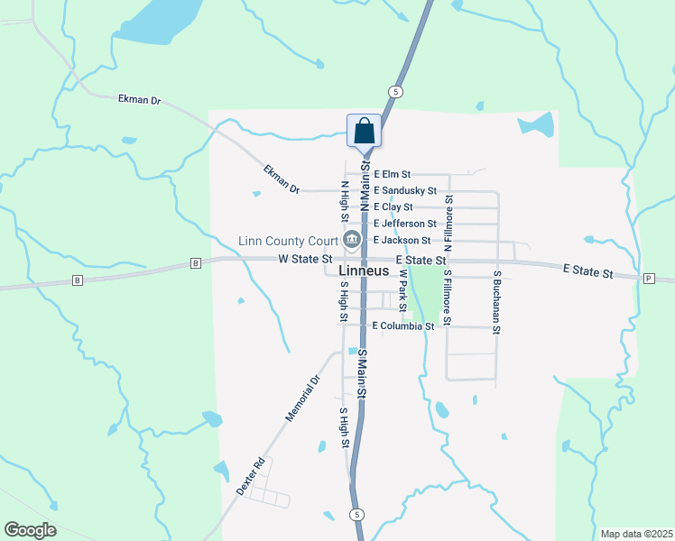 map of restaurants, bars, coffee shops, grocery stores, and more near West State Street in Linneus