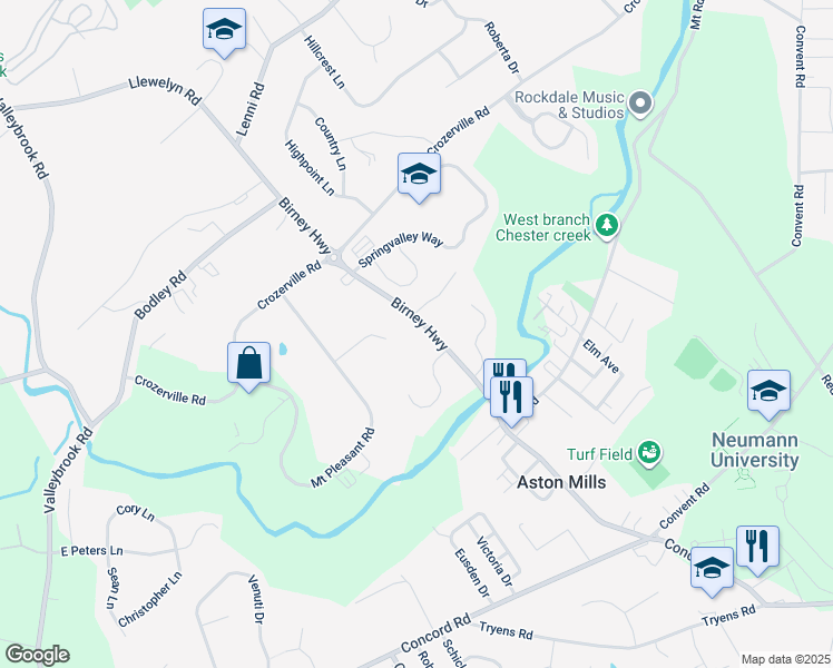 map of restaurants, bars, coffee shops, grocery stores, and more near 4961 Birney Highway in Aston