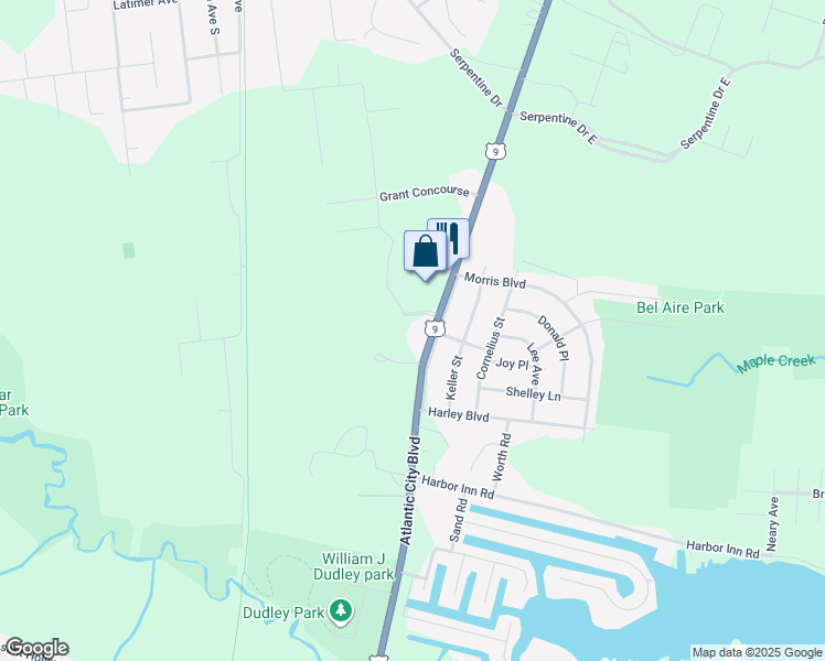 map of restaurants, bars, coffee shops, grocery stores, and more near 978 Atlantic City Boulevard in Berkeley Township