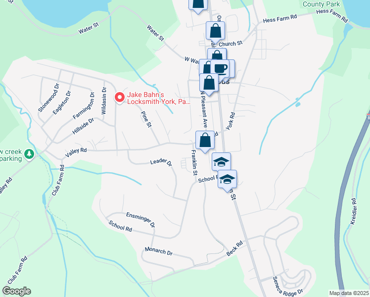 map of restaurants, bars, coffee shops, grocery stores, and more near 20 Valley Road in Jacobus