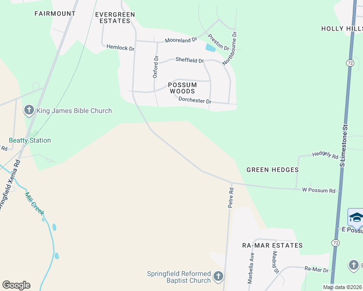 map of restaurants, bars, coffee shops, grocery stores, and more near 300 West Possum Road in Springfield