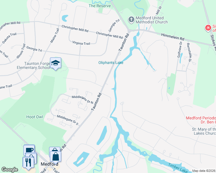 map of restaurants, bars, coffee shops, grocery stores, and more near 29 Taunton Road in Medford