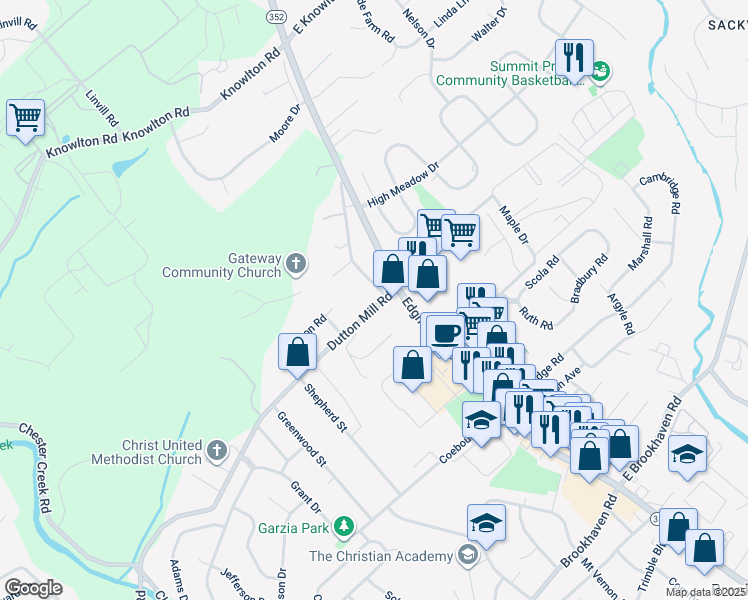 map of restaurants, bars, coffee shops, grocery stores, and more near 744 South Old Middletown Road in Media