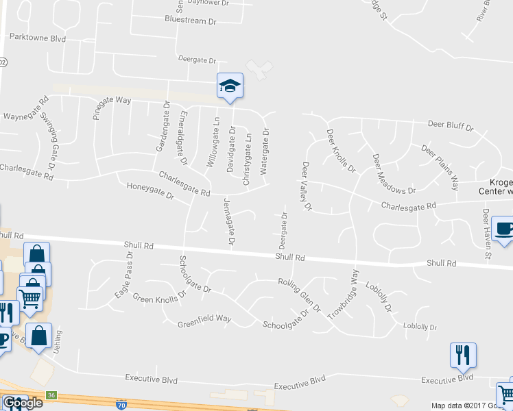 map of restaurants, bars, coffee shops, grocery stores, and more near 8051 Terrygate Ct in Dayton