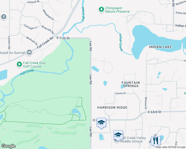 map of restaurants, bars, coffee shops, grocery stores, and more near 6703 Lee Road in Indianapolis