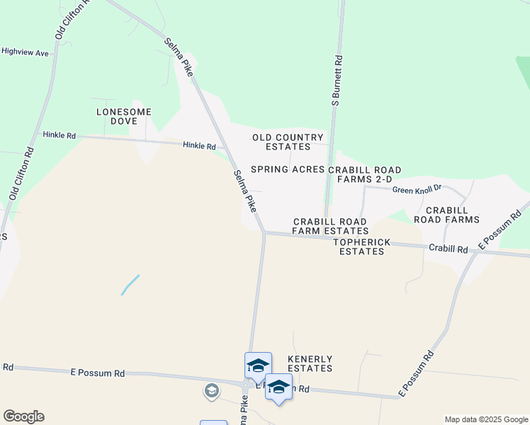 map of restaurants, bars, coffee shops, grocery stores, and more near 3080 Selma Road in Springfield