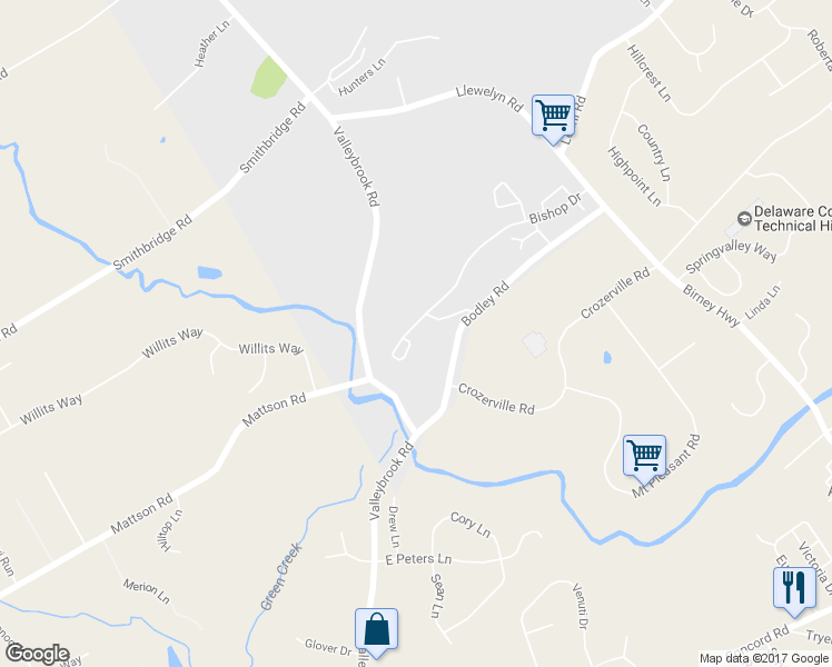 map of restaurants, bars, coffee shops, grocery stores, and more near 209 Bishop Drive in Aston