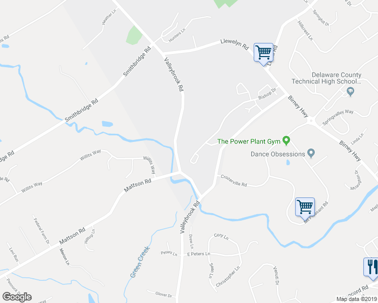 map of restaurants, bars, coffee shops, grocery stores, and more near 171 Bishop Drive in Aston