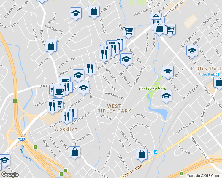map of restaurants, bars, coffee shops, grocery stores, and more near 115 Chester Avenue in Folsom