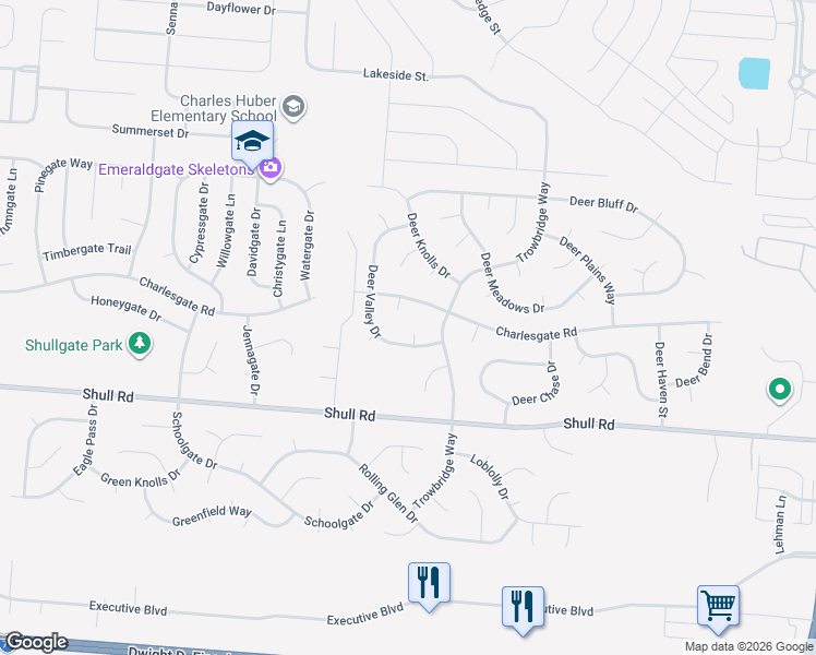 map of restaurants, bars, coffee shops, grocery stores, and more near 8751 Cannondale Lane in Dayton