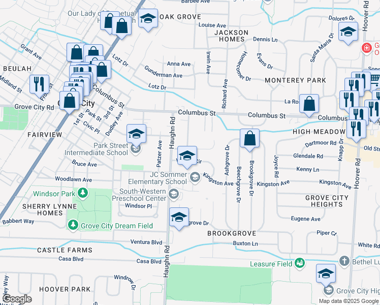 map of restaurants, bars, coffee shops, grocery stores, and more near 3011 Sawyer Drive in Grove City