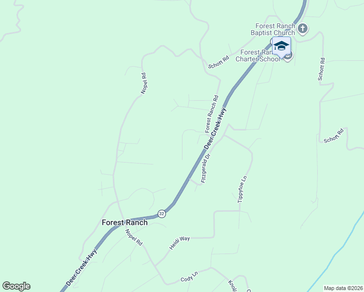 map of restaurants, bars, coffee shops, grocery stores, and more near 15685 Forest Ranch Road in Forest Ranch