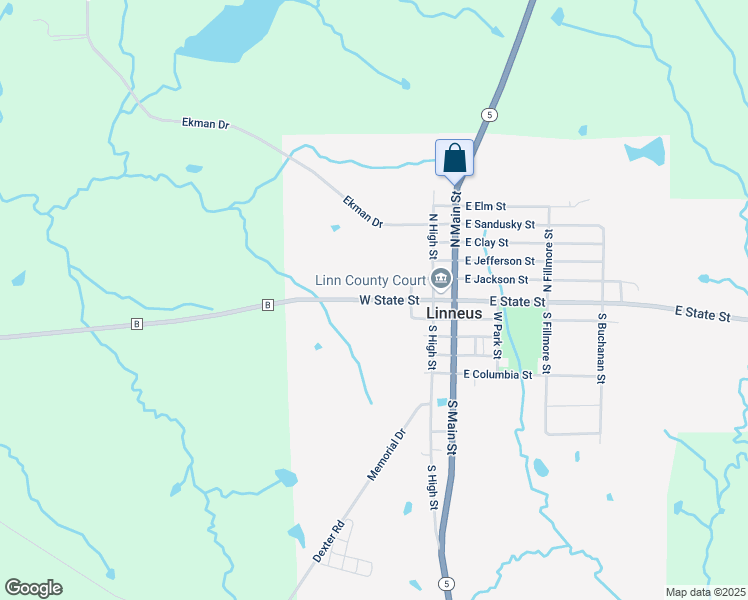 map of restaurants, bars, coffee shops, grocery stores, and more near West State Street in Linneus