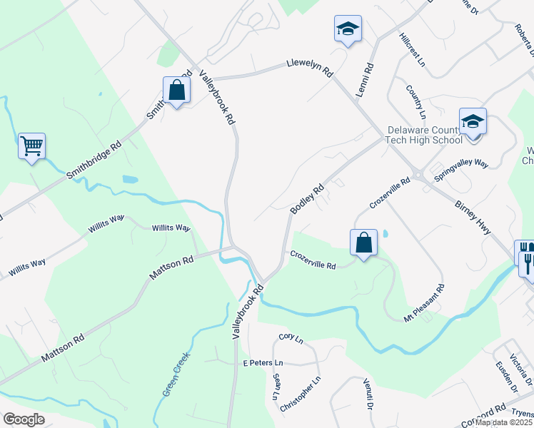 map of restaurants, bars, coffee shops, grocery stores, and more near 213 Bishop Drive in Aston
