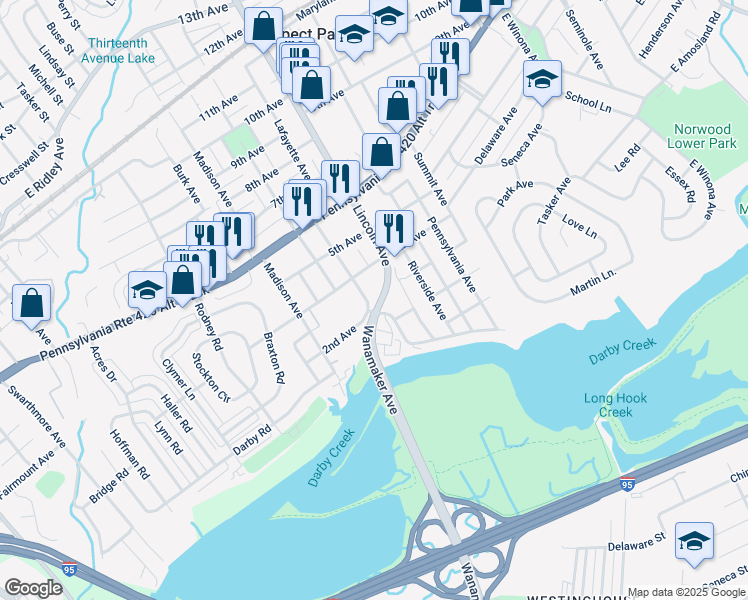 map of restaurants, bars, coffee shops, grocery stores, and more near 207 Lafayette Avenue in Prospect Park