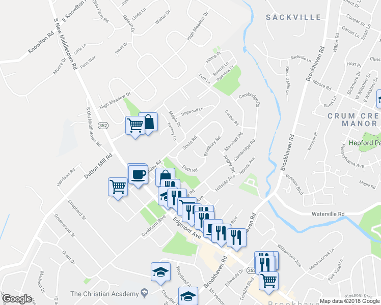 map of restaurants, bars, coffee shops, grocery stores, and more near 423 Carpenter Circle in Brookhaven