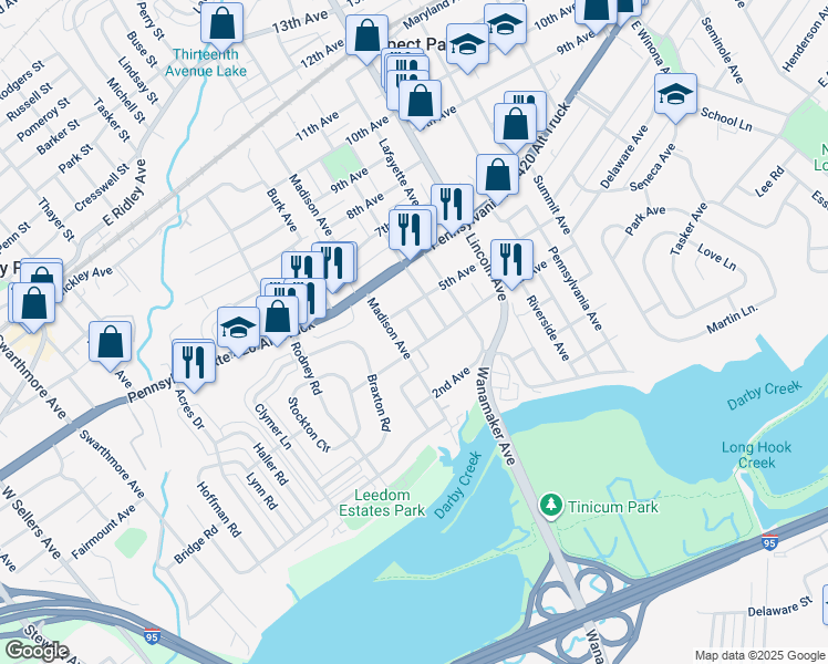 map of restaurants, bars, coffee shops, grocery stores, and more near 408 Folsom Ave in Prospect Park