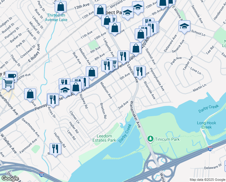 map of restaurants, bars, coffee shops, grocery stores, and more near 408 Folsom Ave in Prospect Park