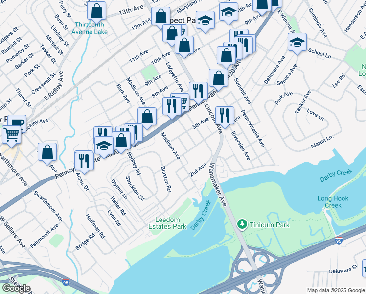 map of restaurants, bars, coffee shops, grocery stores, and more near 408 Folsom Ave in Prospect Park