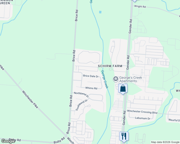 map of restaurants, bars, coffee shops, grocery stores, and more near 6105 Georges Park Drive in Canal Winchester
