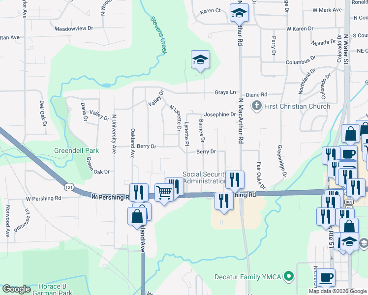 map of restaurants, bars, coffee shops, grocery stores, and more near 58 Lynette Place in Decatur
