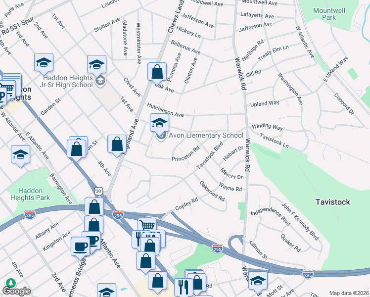 map of restaurants, bars, coffee shops, grocery stores, and more near 19 Bell Avenue in Barrington