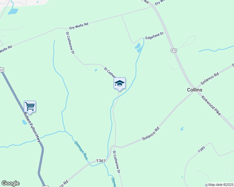 map of restaurants, bars, coffee shops, grocery stores, and more near 140 Saint Catherine Drive in Quarryville