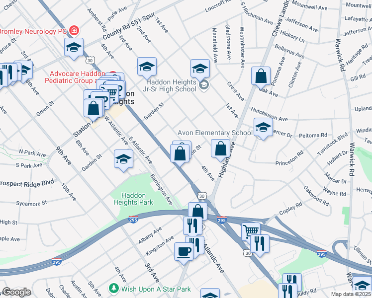 map of restaurants, bars, coffee shops, grocery stores, and more near 417 4th Avenue in Haddon Heights
