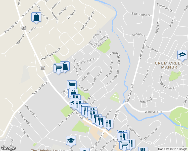 map of restaurants, bars, coffee shops, grocery stores, and more near 508 Ward Road in Brookhaven