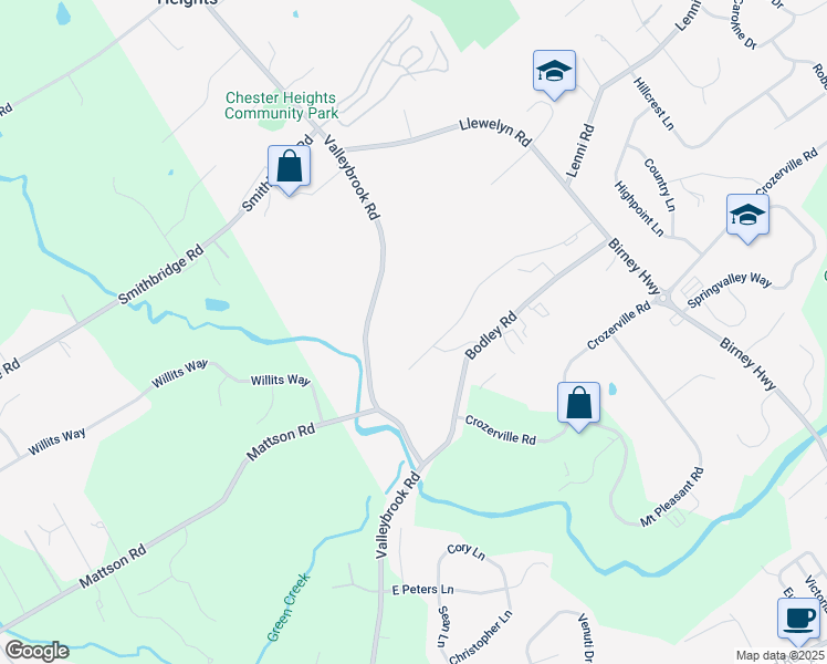 map of restaurants, bars, coffee shops, grocery stores, and more near 153 Bishop Drive in Aston