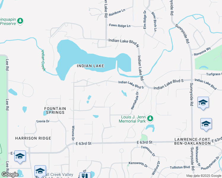 map of restaurants, bars, coffee shops, grocery stores, and more near 10335 Indian Lake Boulevard South in Indianapolis