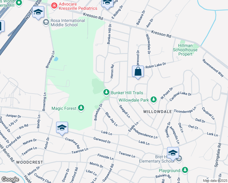 map of restaurants, bars, coffee shops, grocery stores, and more near 1224 Liberty Bell Drive in Cherry Hill