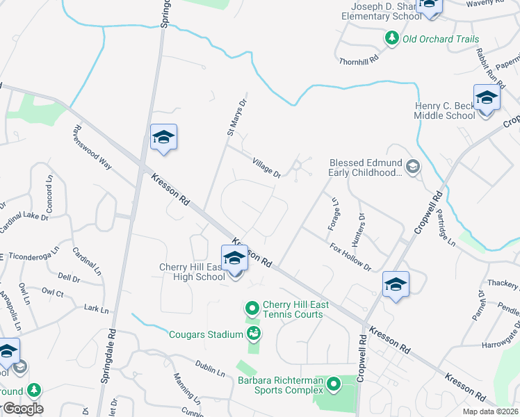 map of restaurants, bars, coffee shops, grocery stores, and more near 20 Oakley Drive in Cherry Hill Township