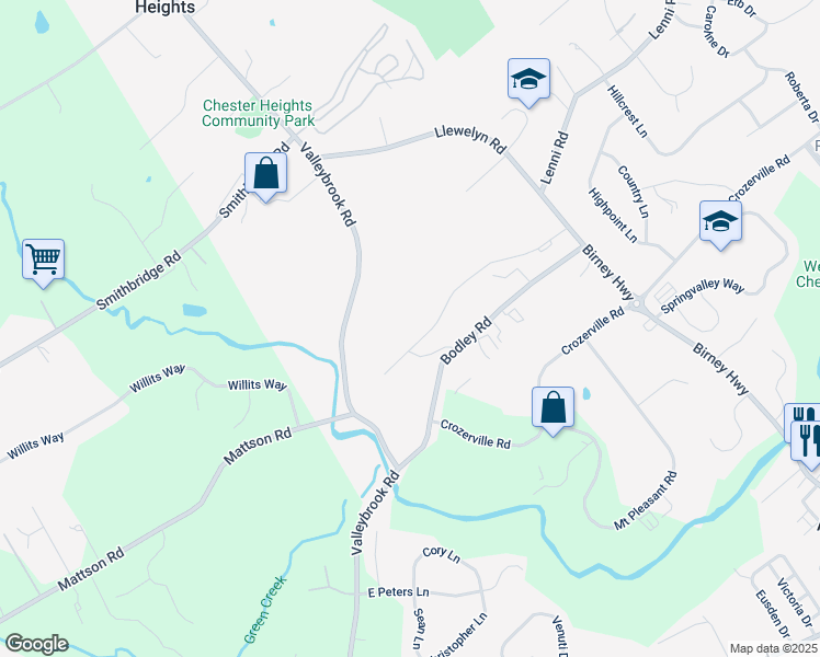 map of restaurants, bars, coffee shops, grocery stores, and more near 146 Bishop Drive in Aston