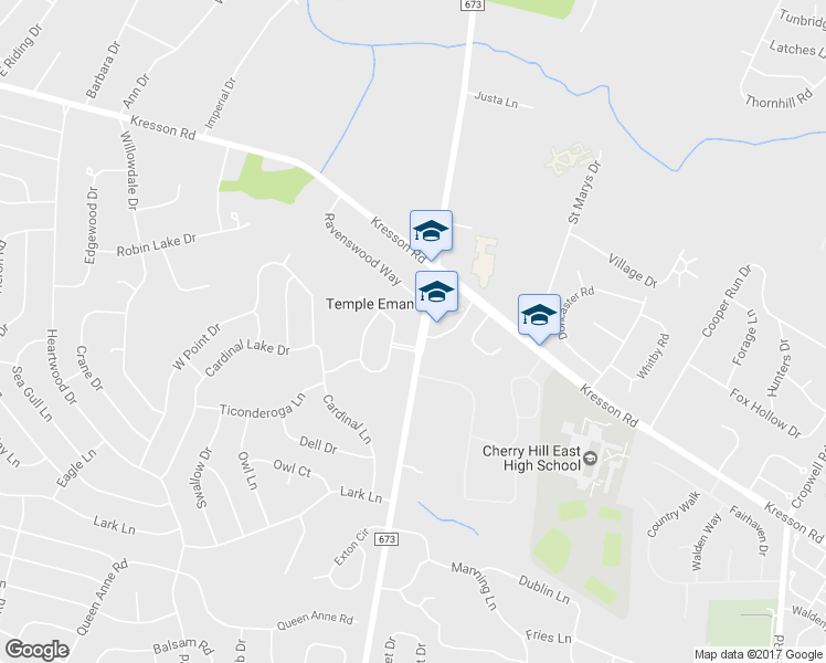 map of restaurants, bars, coffee shops, grocery stores, and more near 1102 Springdale Road in Cherry Hill