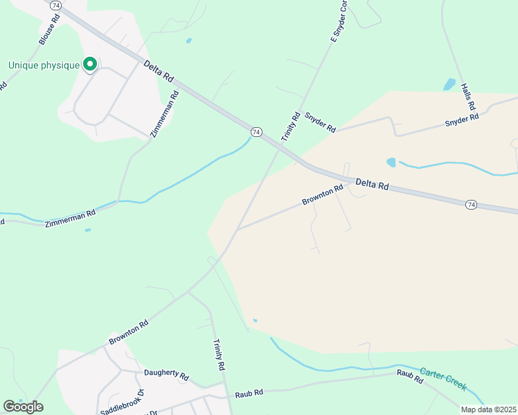 map of restaurants, bars, coffee shops, grocery stores, and more near 45 West Snyder Corner Road in Red Lion