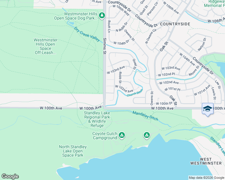 map of restaurants, bars, coffee shops, grocery stores, and more near 10151 Routt Street in Westminster