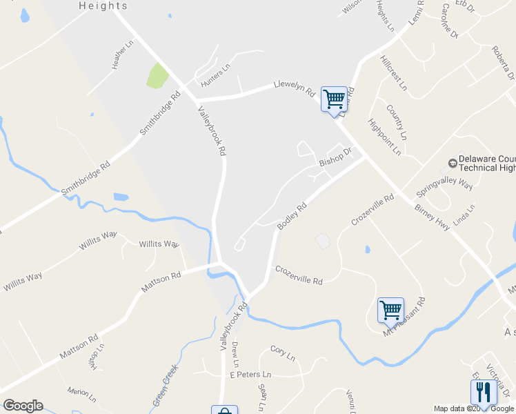 map of restaurants, bars, coffee shops, grocery stores, and more near 144 Bishop Drive in Aston