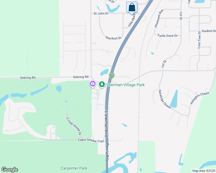 map of restaurants, bars, coffee shops, grocery stores, and more near 1501 South Sherman Boulevard in Springfield