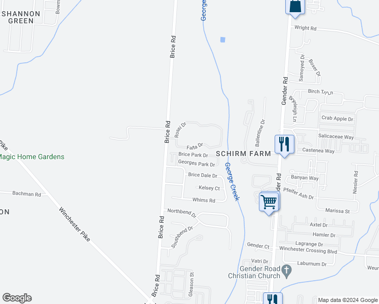 map of restaurants, bars, coffee shops, grocery stores, and more near 6062 Brice Park Drive in Canal Winchester