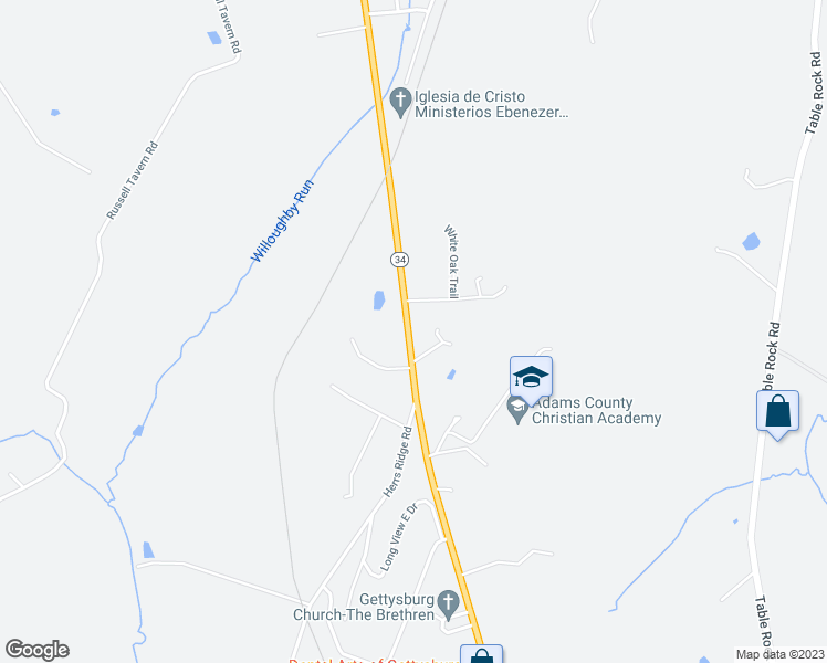 map of restaurants, bars, coffee shops, grocery stores, and more near 1979 Biglerville Road in Gettysburg