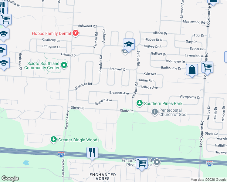 map of restaurants, bars, coffee shops, grocery stores, and more near 766 Breathitt Avenue in Columbus