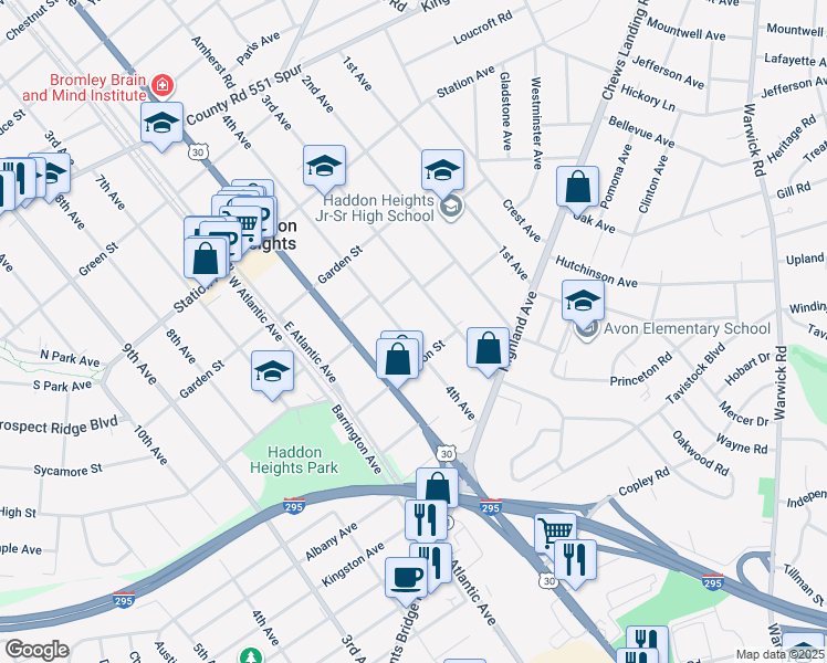 map of restaurants, bars, coffee shops, grocery stores, and more near 417 4th Avenue in Haddon Heights