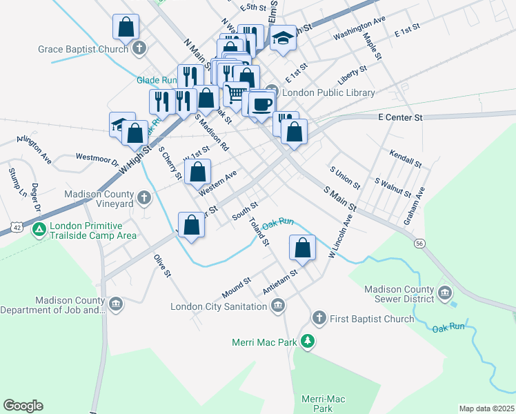 map of restaurants, bars, coffee shops, grocery stores, and more near 40 South Street in London