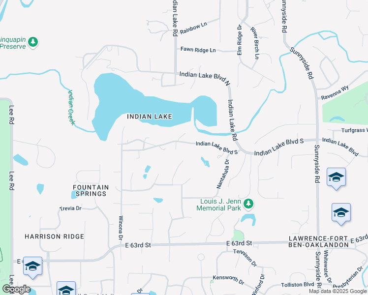 map of restaurants, bars, coffee shops, grocery stores, and more near 10335 Indian Lake Boulevard South in Indianapolis