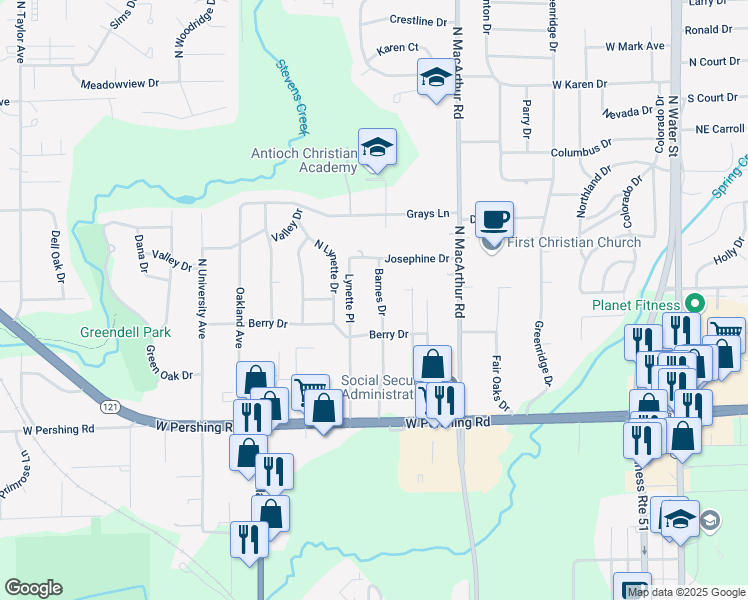 map of restaurants, bars, coffee shops, grocery stores, and more near 51 Barnes Drive in Decatur